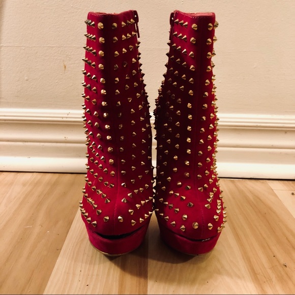 Studded Magenta Platform Boots - Picture 2 of 5
